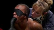 Video Bokep HD Blonde mistress whips blindfolded black sub while he sucking black dildo mp4